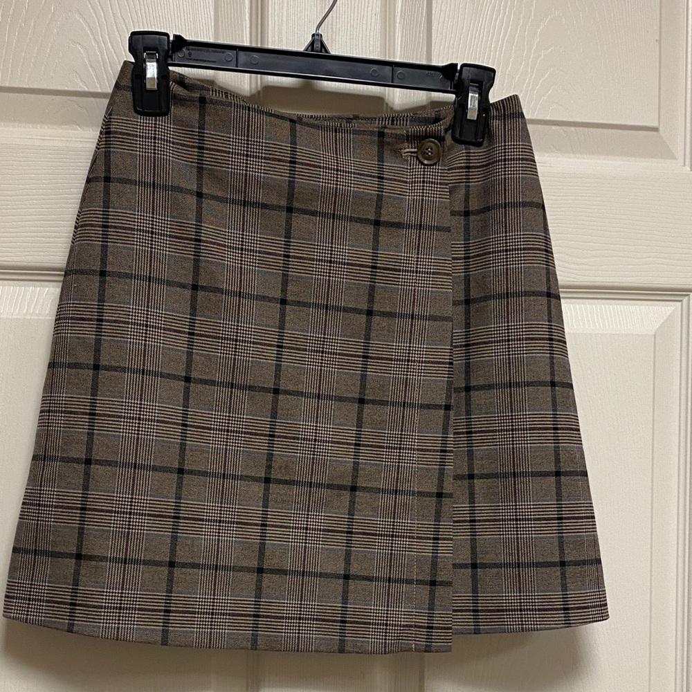 Cremieux Plaid Brown wrap Skirt